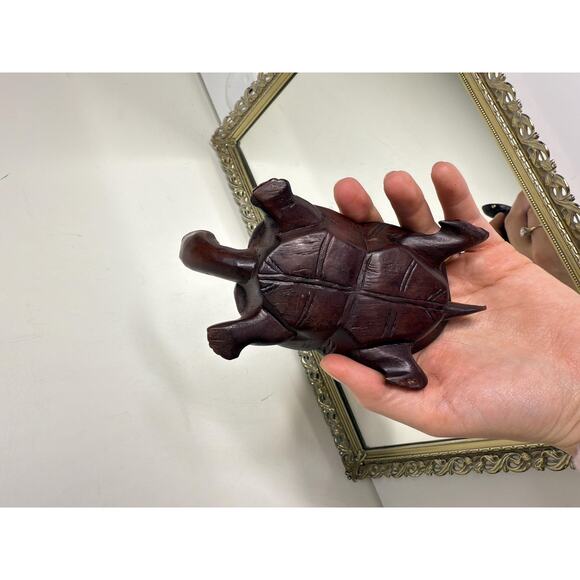 Vintage Wooden Turtle - Hand Made Wooden Intricately Carved Beautiful Treen Orna - Picture 4 of 10